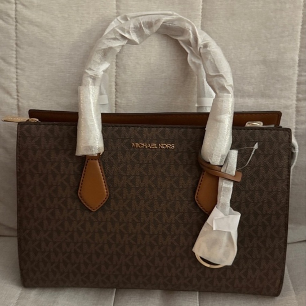 Michael Kors Brown Logo Satchel - Picture 3 of 6